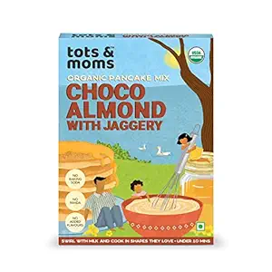 Tots & Moms Foods Organic Choco Almond Pancake Mix with Jaggery for Kids Breakfast Snack | No Maida, white sugar, baking agent | 100% Natural & Wholesome with Almonds - 250g