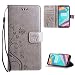 Produktbild OnePlus 5T Hülle, Leathlux Vintage Blume Muster Premium PU Leder Bookstyle Tasche Schale Filp Wallet Case Cover mit Standfunktion für OnePlus 5T 6.01" Schutzhülle -Grau