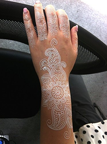 Flash Tattoos WHITE for Arm Hand Finger, Henna Fake Tattoo, Once tattoos W336 - LK Trend & Style