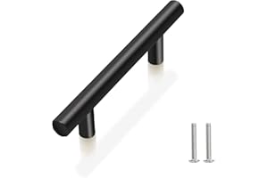 Drenky 10 piezas negro Aleación de acero inoxidable tirador puerta corredera Cocina Armario Cajón Manija Tire del gabinete Manija con tornillos 96 mm Centros de orificio