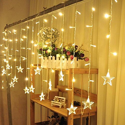 The Led Light Curtains Stars Lantern Strobe Decorating For Christmas Lights 3M*3M, Blue String