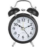 HT-850 Y&uuml;ksek Sesli Alarmlı Saat Nostaljik Analog &Ccedil;alar Saat Fosforlu Işıklı Metal G&ouml;vde Akar Saniyeli Sessiz Pilli Saat Siya