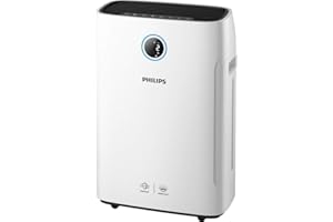 ‎VERSUNI Philips Seria 2000i Oczyszczacz i Nawilżacz Powietrza 2w1 - Aplikacja do Sterowania, Usuwa Zarazki, Pył i Alergeny w Pomieszczeniach do 85 m², 4 Prędkości, Tryb Snu (AC2729/10)