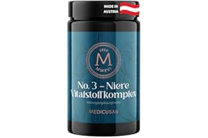 ‎MEDICUSAN Medicusan No.3 Niere – 1.200mg Goldrute – 1.200mg Zinnkraut – 1.500mg Brennnessel – 150mg Wacholderbeeren, Birkenblatt – 400mg Echte Bärentraube, Kapuzinerkresse – 2Kapseln/Tag – 60Kapseln/30Tage