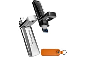 ModusTech 32GB External SSD USB-A and USB-C Dual USB Fast External SSD USB 3.2 | 3-Year Warranty | Portable Solid State Drive for Mac, PS4, Xbox X/S, PC, iPhone 15/16 | Flip-Cap Design (Gold, 32)