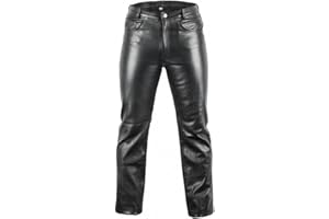 MDM Lederjeans Bikerjeans Lederhose in schwarz