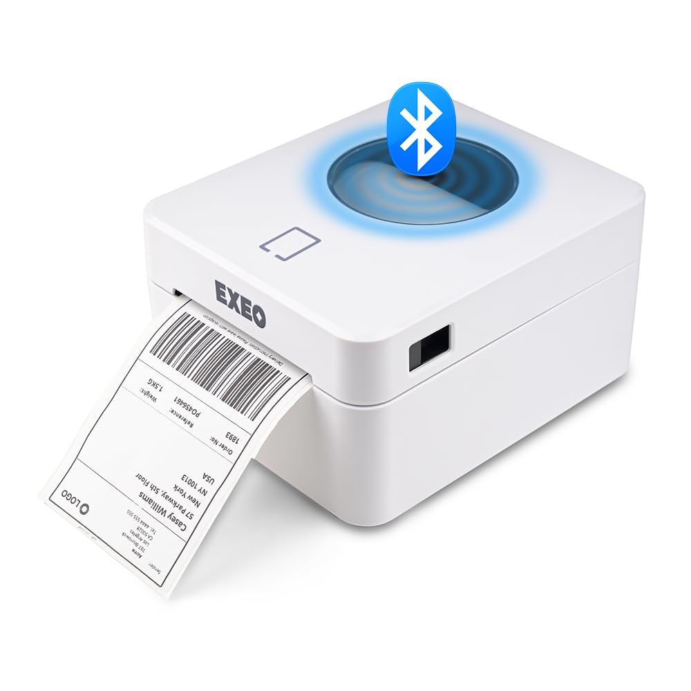 EXEO 4x6 (USB + Bluetooth) Thermal Label Printer | Shipping Labels & Barcodes | 203 DPI Resolution | 160mm/s Print Speed | Compatible with Windows, Mac | Built-in Label Storage | EX-9250