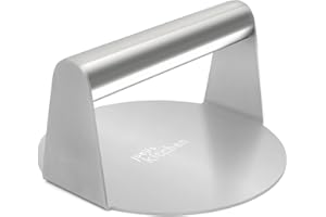 JOEJI'S KITCHEN Joeji's Burger Smasher - 5.5 Inch Stainless Steel Sandwich Steak Panini Press - Professional BBQ Grill Accessory to Sear with Perfection and Retain Flavour