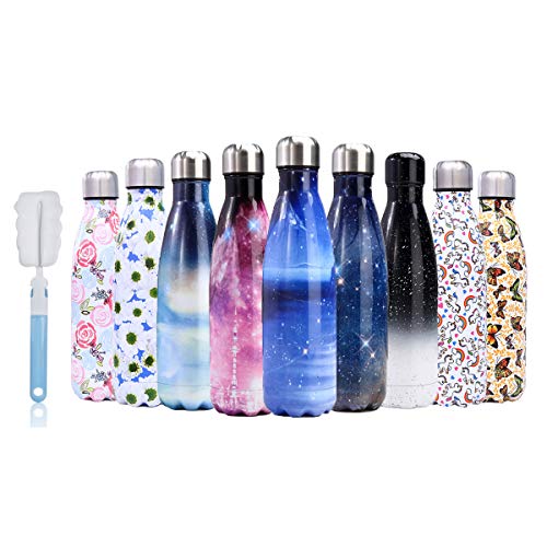 U-Max 500ML Stainless Steel Water Bottle Vacuum Insulated Drink Flask Double-Walled Wave Thermal Sport Chilly Hot Cold Cup (Black Galaxy)