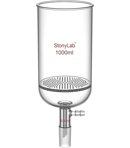 StonyLab Verre Borosilicate Buchner Entonnoir Avec Medium Fritte  G2 , Diamètre Intérieur De 56 Mm Profondeur De 60 Mm Avec 24 40 Standard Joint Et Tubulation Dentele Sous Vide