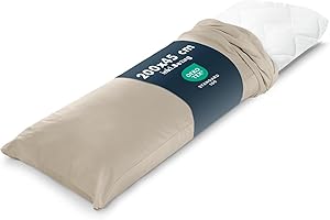 ‎BLUMTAL Blumtal Seitenschläferkissen 45x200cm - Oeko-TEX zertifiziertes Komfortkissen Erwachsene - Seitenschläferkissen Bezug 40 x 200 anpassbarer Füllung - gestepptes Kissen Seitenschläfer - Kissenrolle