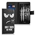 Produktbild kwmobile Wallet Case Kunstlederhülle für Huawei P9 Lite - Cover Flip Tasche in Don't touch my Phone Design mit Kartenfach und Ständerfunktion in Weiß Schwarz