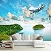Produktbild Cucsaist Tapete Wandbild Familie Hintergrund Wand 3D Tropische Regenwald Flugzeug Fototapete Der Küsteninsel, 400 * 280Cm