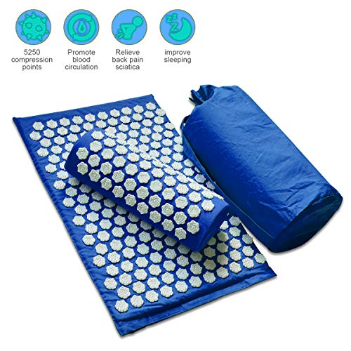 Benooa Esterilla Masaje Acupresion y Almohada Pinchos Para El Dolor De Espalda y Cuello Dolor Ciático,Insomnio,Alivio Muscular Relajación For Acupresion flor de Loto Mejorada