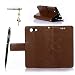 Produktbild Sony Xperia Z4 Compact Hülle, Sony Xperia Z4 Mini Schutzhülle, Alfort 3 in 1 Lederhülle / handyhüllen Fashion Design Premium PU Leder Hohe Qualität Tasche Case Cover Kasten Abdeckung Wallet für Sony Xperia Z4 Compact / Sony Xperia Z4 Mini 4.6" Smartphone Funktion Standfunktion Unterstützte Telefone und Magnetverschluss mit Schmetterling ( Dunkelbraun ) + Alfort Schwarz Stylus Pen + Netter Staub Stecker