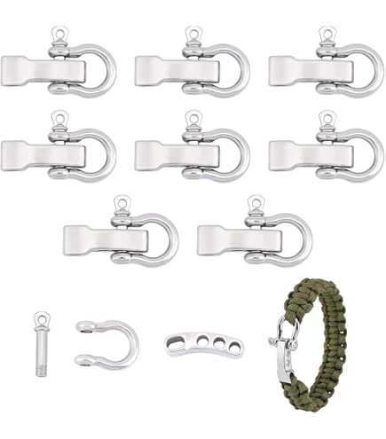 Kit 8 Fermoirs Manille En Alliage - Pour Bracelets Paracorde Survie - 28mm - 2 Couleurs