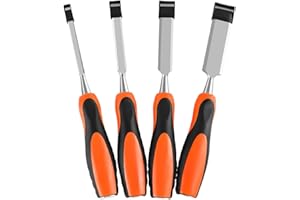 HOMURY Stechbeitel Set für Holz: 4tlg Stecheisen Set für Holz Werkzeug (6mm/12mm/19mm/25mm), Schnitzwerkzeug Holzmeißel Schnitzset, Meißel-Set, Stemmeisen Set für Bearbeitung von Holz