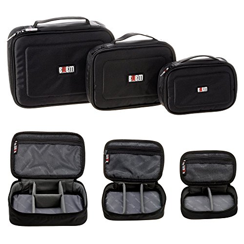 Preisvergleich Produktbild Bubm Multifunktions-Tragetaschen für Kopfhörer, Elektronik, Zubehör, Kabel, Adapter, Powerbank, Akku, Reise, Stoßdämpfung, wasserdicht, 3er-Set: L, M, S