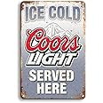 MeowPrint Ice Cold Coors Light Beer Served here Vintage Metal bar Signs Tin Sign 12 x 8In