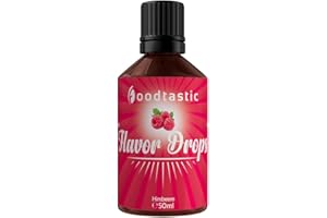 Foodtastic Flavor Drops Himbeere 50ml | Flavdrops Aroma Tropfen | kalorienfrei Süßen I ohne Zucker | Lebensmittelaroma Flavour Drops Flave Drops Geschmackstropfen