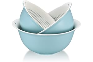 XIAOMOYU Passoire de Cuisine Plastique, 3 Pièces 2 en 1 Panier de Vidange, Passoire Panier pour Égoutter Légumes Fruits Légumes Laver