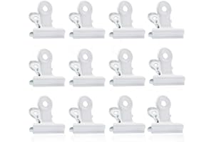 BLUELVES Petits Bulldog Clips, 50Pcs Métal Pince, 22mm Papier Binder Clips, Blanc Trombones Multifonctionnelle pour Photos, Bureau et Cuisine à Domicile (Blanc)