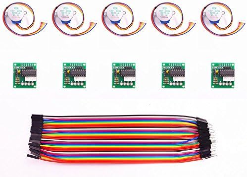 VDOTT® 5 sets 28BYJ-48 5V Stepper Motor with ULN2003 Motor Driver Board + 40 Pin Rainbow Wires for Arduino STM32 Raspberry Pi