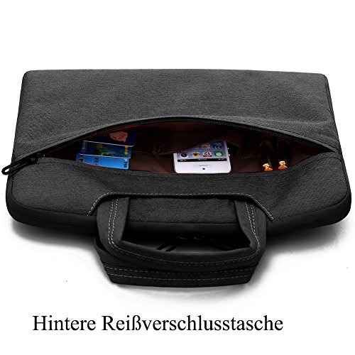 BRINCH leicht universal Gewebe wasserdichtes Anti-reißen Laptop Schutzhülle Aktentasche Handtasche/ Laptop Messenger Bag, Ultra Schutz mit weichem Schaum für 15 – 15,6 Zoll Laptop / Macbook / Notebook / Tablet / Ultrabook Computers(Apple / Acer / Asus / Dell / Fujitsu / Lenovo / HP / Samsung ) mit Fronttasche, zwei Rückentaschen & Griffe und Zubehör Tasche,Schwarz - 3