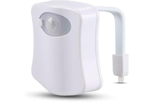 GRABMEONE LED Toilet Night Light Motion Detector Smart Toilet Bowl Light w/16 Color LED Lights, Internal Memory & Light Detection Function - Glow in The Dark Toilet Seat Fun