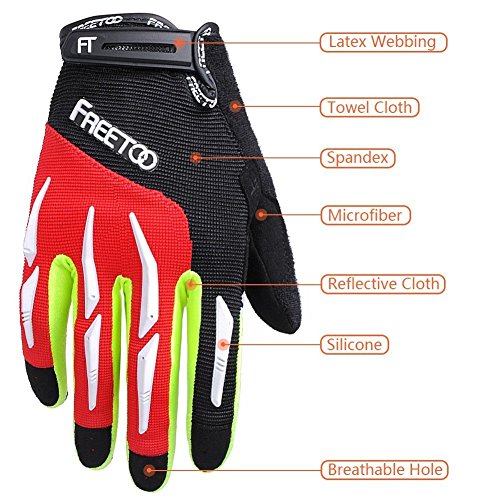 [Fahrradhandschuhe] FREETOO Radsporthandschuhe rutschfeste und stoßdämpfende Mountainbike Handschuhe mit Signalfarbe geeiget für Radsport MTB Road Race Downhill Wandern und andere Sports unisex - 2