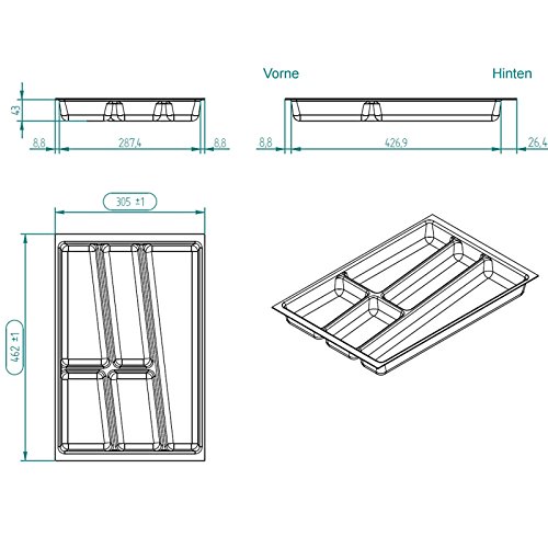 SO-TECH® Besteckeinsatz ORGA-BOX II für Nobilia 40er Schublade (462 x 305 mm) silbergrau - 5