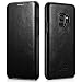 Produktbild Mobiskin Tasche für Samsung Galaxy S9 | Case mit Echt-Leder Außenseite für S 9 mit 5,8 Zoll (14,65 cm) Display | SM-G960 | dünne Schutz-Hülle | Cover aufklappbar | Ultra-Slim | Schwarz Vintage