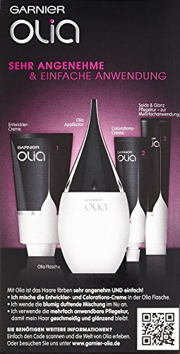 Garnier Olia Haar Coloration Schwarz 1.0, Färbung für Haare enthält 60% Blumen-Öle für intensive Farbkraft – Ohne Ammoniak – 3er Pack (3 x 1 Stück) - 3