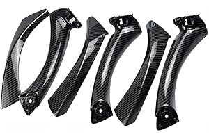 HACREYATU Juego de cubiertas de manijas de puerta de fibra de carbono de 6 piezas para 3 Series E90 E91, cubierta de tirador de manija de puerta interior de pasajeros para B-MW 318 320 328 330 335(LHD)