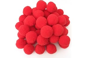 Perlin Lot de 250 pompons en peluche - 10 mm - Rouge - Pour couture - Tilda - Pour travaux manuels