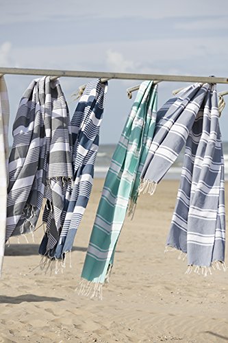 Extra große Stranddecke (180 x 240 cm) – Hamamtuch XXL – Schieferblau - 2