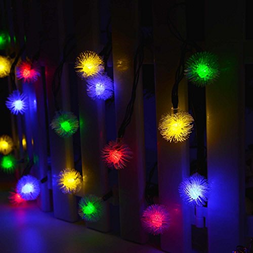 Gearmax® Bunte 20er LED Solar Lichterkette Außen Beleuchtung Deko 4,8 Meter für Garten Rasen Bar Verein Hochzeit Valentinstag Weihnachten