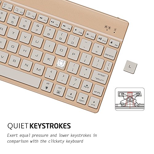 Collen Mini Bluetooth 3.0 Wireless Tastatur Kabellose QWERTY Keyboard mit Eingebauter Lithium Batterie und LED-Hintergrundbeleuchtung für IPad, iPhone iOS, Mac, Android Samsung Galaxy Tab, Galaxy Note, Smartphones, Windows(Gold) - 6