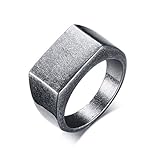 ΑΝΑΖΟΖ♥ Ancho: Plata AnazoZ Anillos Hombre Acero Inoxidable Piedra Anillo Rectangular Anillos Plata Hombre Anillo Talla 20