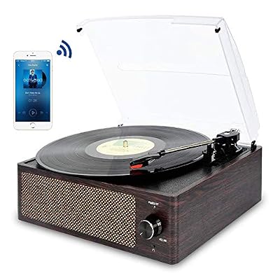 Mersoco Bluetooth Platine Vinyle, Retro Portable Tourne-Disque à Trois Vitesse 33/45/78 avec Haut-parleurs intégrés, Bois Naturel