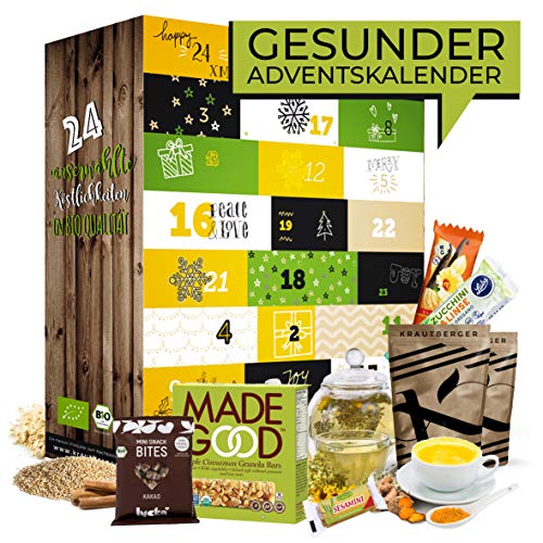Preisvergleich Produktbild Bio GESUNDER Advent-Kalender I Healthy Weihnachtskalender mit 24 Überraschungen ohne Reue! Ausgefallener Adventskalender für Sportler oder jedem der gesund lebt