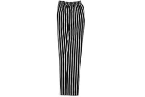 INSTEX Chefs Trousers Pants, Black & White Striped Bottoms INS01S
