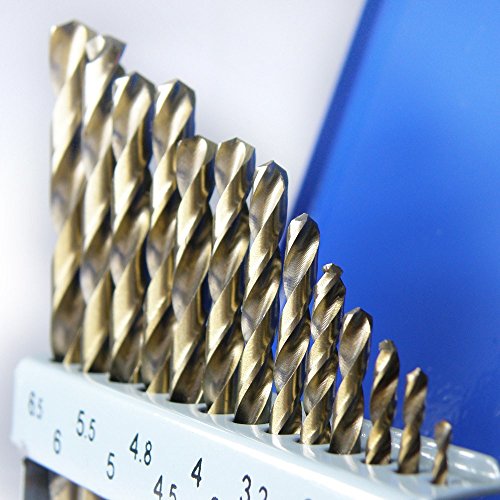 S&R Metallbohrer Set 1,5-6,5 mm 13 Stk,HSS COBALT, DIN 338, Kobaltlegiert, C-Schliff nach DIN 1412 135°, geschliffen, Metallbox. Profi-Qualität - 3