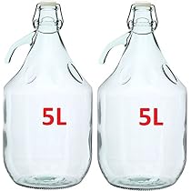 6 Bonbonnes En Verre 5L Avec Bouchon - Pour Vin, Liqueurs - Fermeture Étanche