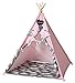 Produktbild [TIPI ZELT MIT SPIELMATTE] Indianerzelt für Kinder -ideal für Kinderzimmer - Wigwam 140x120x120 cm - Tipi tent Baumwollsegeltuch - Für in und um ihr haus - mit 4 Holzstangen und Fenster - GadgetQounts