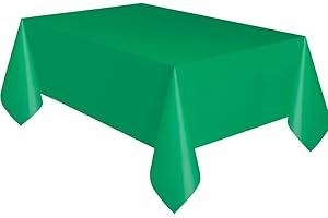 UNIQUE Solid Emerald Green Rectangular Plastic Table Cover (137cm x 274cm) 1 Count - Elegant & Durable Tablecloth for Parties, Events, and Home Use