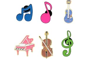 BOERNI Set mit 6 Musikbroschen, Emaille-Broschen mit Musiknoten, Gitarre, Violine, Klavier, Instrumente, Anstecknadeln für Geburtstage, Mädchen, Jungen, Kleidung, Schal, Rucksack, Zubehör, Abzeichen, Geschen