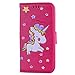 Produktbild Apple iPhone X / iPhone 10 Hülle, Chreey (Unicorn) Niedlich [Regenbogen Einhorn] Glitzer Handyhülle Premium PU Leder Tasche Flip Wallet Cover mit Standfunktion Kartenfach Schutzhülle [Rose Rot]