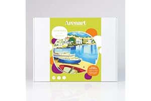 Arenart | 1 Lámina de Paisaje Cadaqués 38x46cm | para Pintar con Arenas de Colores | Manualidades para Adultos y Jóvenes | Dibujo Fácil | Pintar por números | +9 años