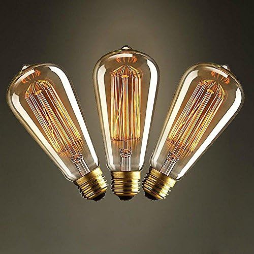 3pcs Vintage Edisons ST64 E27 25 W, 40 W, 60 W Incandescent Bulb Bulb for Restaurant Club Coffee Bars Light (220-240 V) …